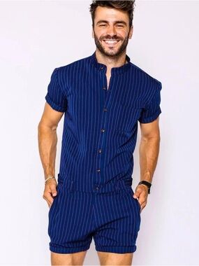 Romperjack Navy Chateux Romper Medium NWOT